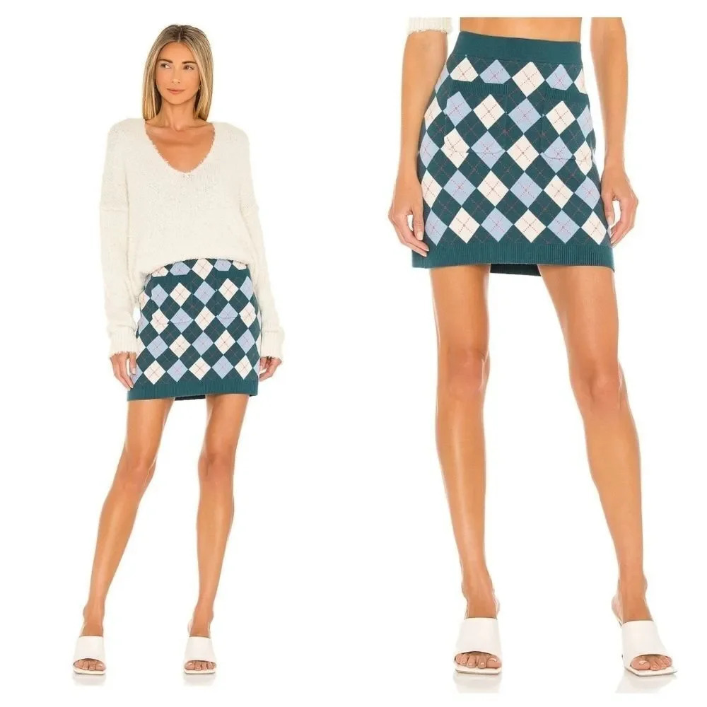 FREE PEOPLE Argyle Viola Sweater Mini Skirt